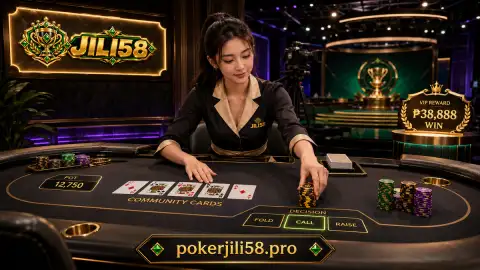 Final JILI58 live casino table frame in dark emerald felt with restrained gold lighting before the next route